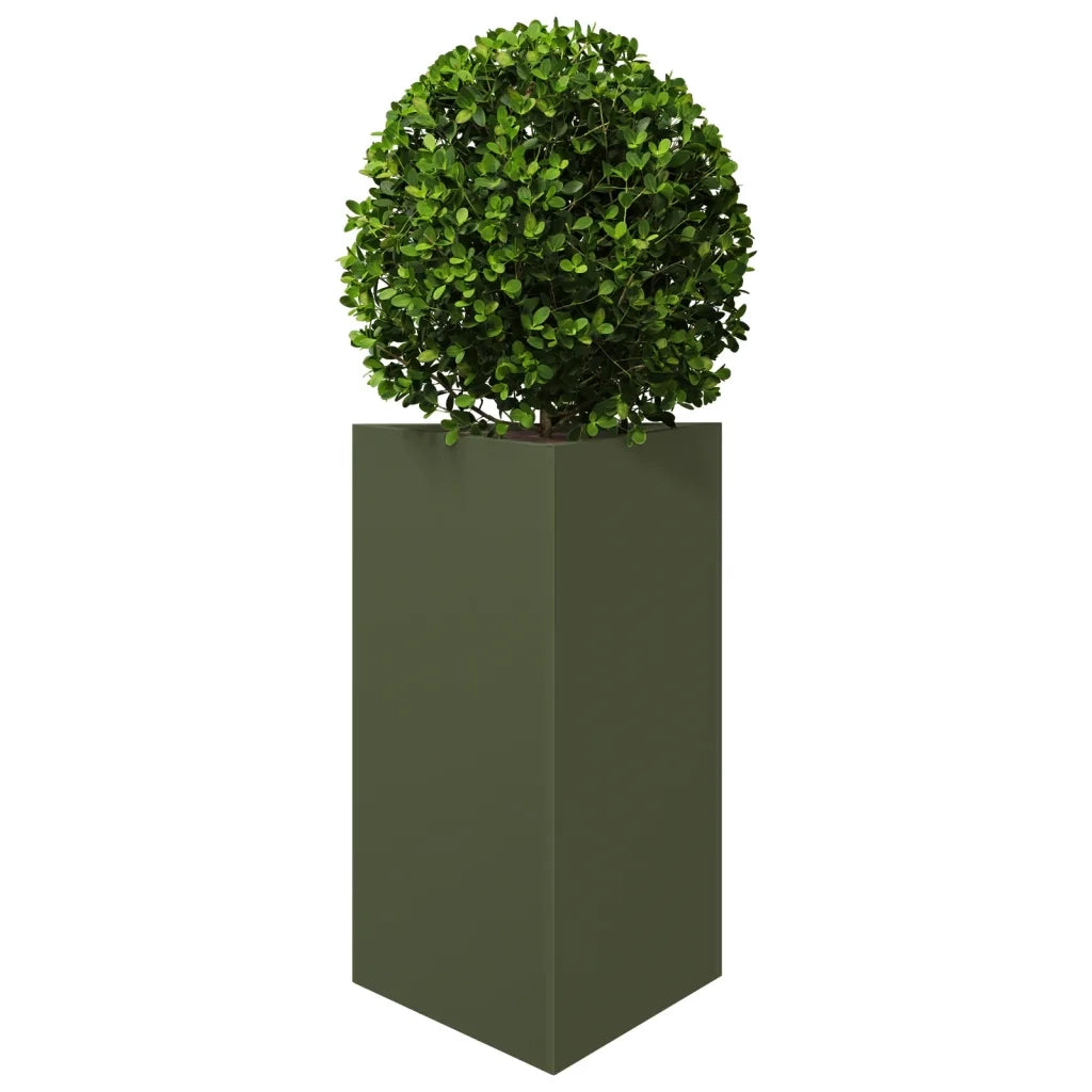 Fioriera | Cassetta per fiori | Vaso da Giardino Verde Oliva Triangolare 50x43x75cm Acciaio