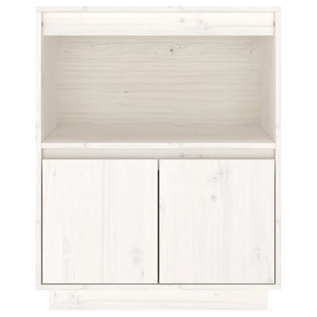 Credenza Bianca 60x34x75 cm in Legno Massello di Pino 813521