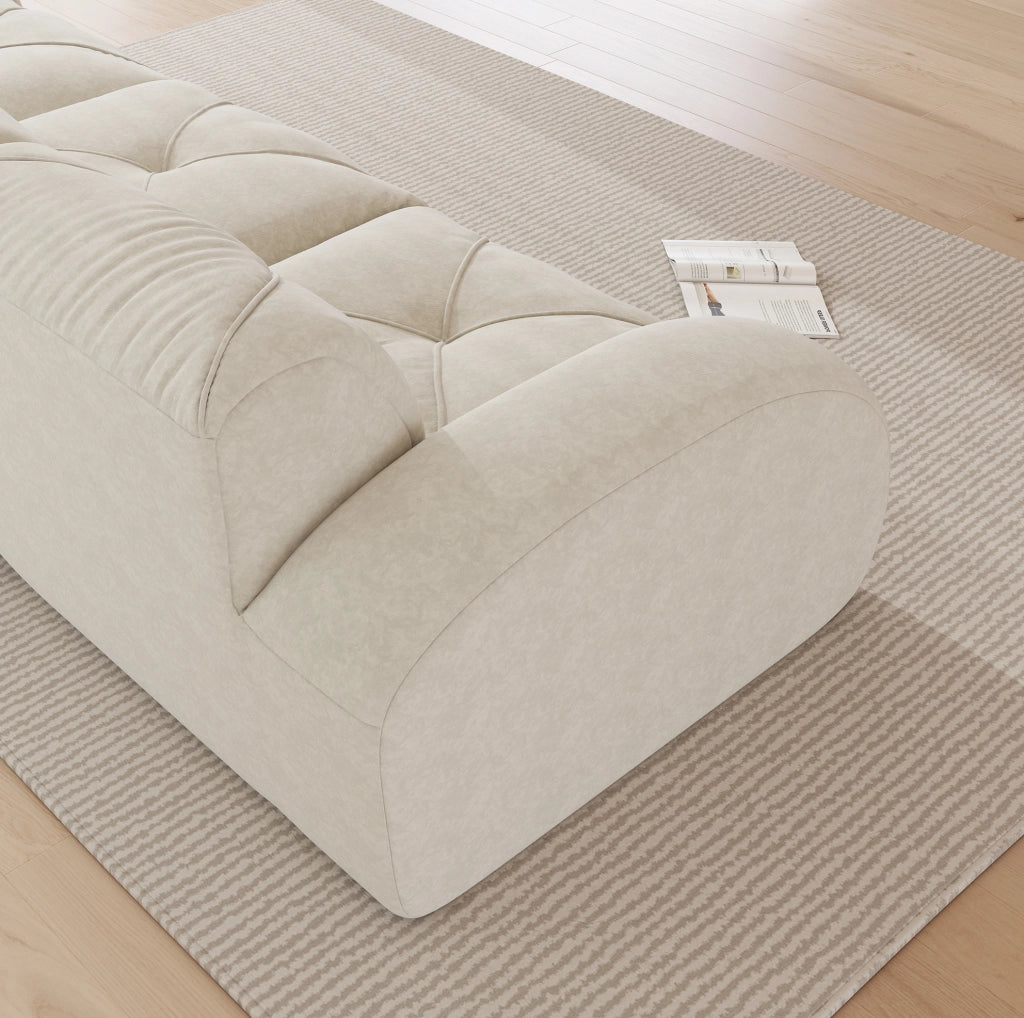 Divano modulare senza struttura in ciniglia beige chiaro HOMVRA