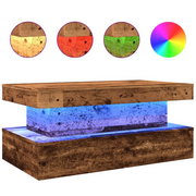 Tavolino da salotto | Tavolino da caff¨¨ | Tavolino da Soggiorno con Luci LED Legno Antico 90x50x40 cm