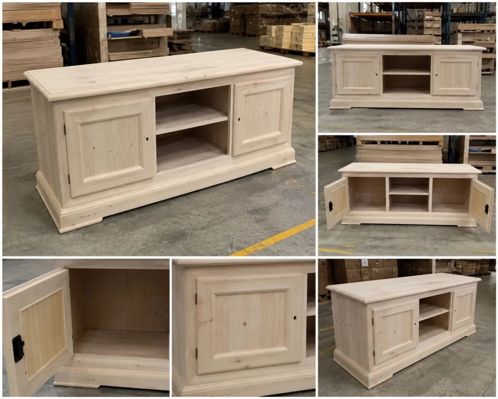 Porta tv 2 porte 1 vano a giorno legno grezzo 162x51x61 (3128) - Mobili 2G