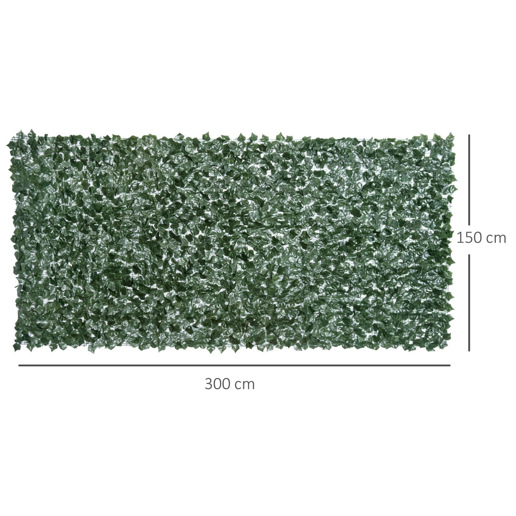 Siepe artificiale frangivista 300 x 150 cm verde scuro per balcone, terrazza e giardino