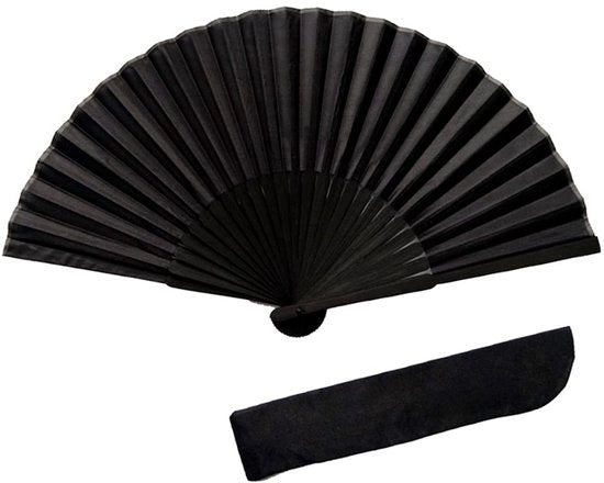 Manubrio da ballo - Vouwwaaier per donne - Leggero e pieghevole - Nero - Matrimonio e festa - Ideale per estate e carnevale