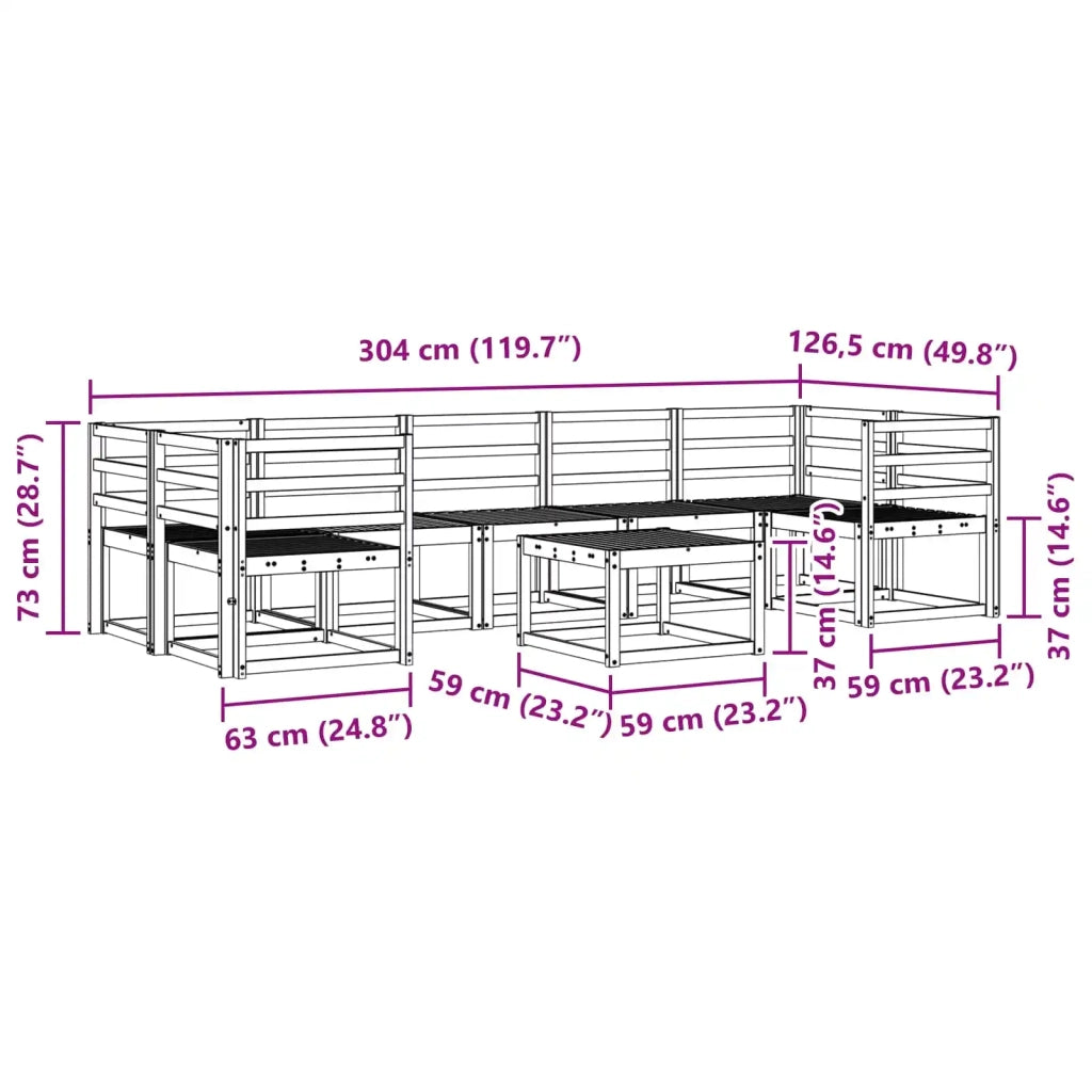Set di divani da esterno 8 pcs Bianco 59 x 59 x 37 cm 3387368