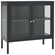 Credenza | Madia | Buffet da pranzo | Armadio da pranzo Antracite 70x35x70 cm in Acciaio e Vetro