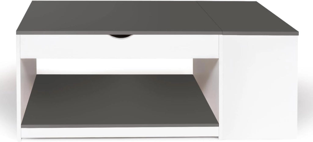 Tavolino elevabile ELEA con scatola in legno bianco e grigio