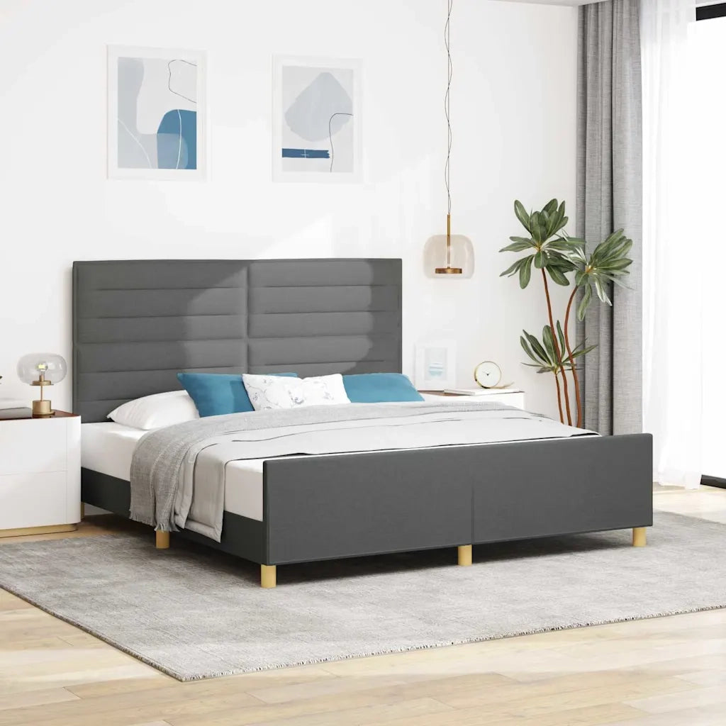 Struttura del letto Grigio scuro 180 x 200 cm Tessuto 3344670