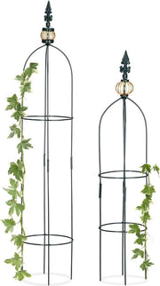Set di obelisco autonomo da 2 - 995 cm & 80 cm alto - verde scuro - per giardini e sostegni per piante a forma semicircolare