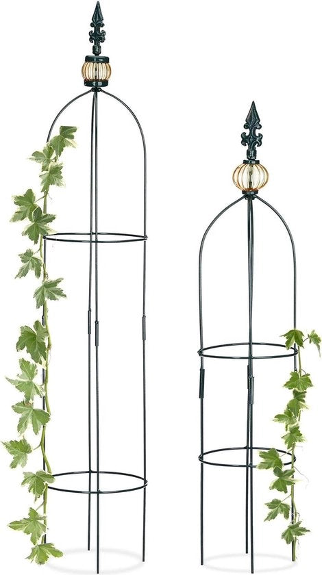 Set di obelisco autonomo da 2 - 995 cm & 80 cm alto - verde scuro - per giardini e sostegni per piante a forma semicircolare