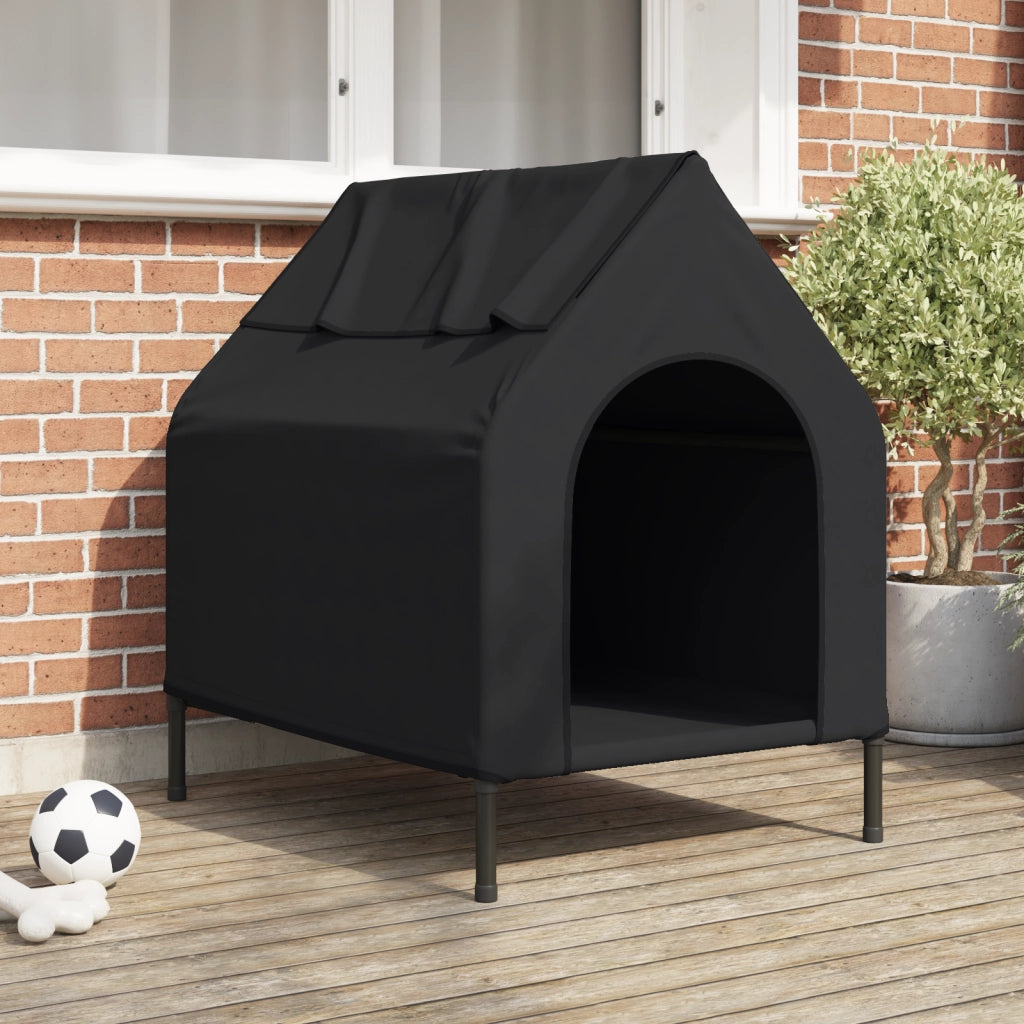 Casa per Cani Nera in Tessuto Oxford e Acciaio