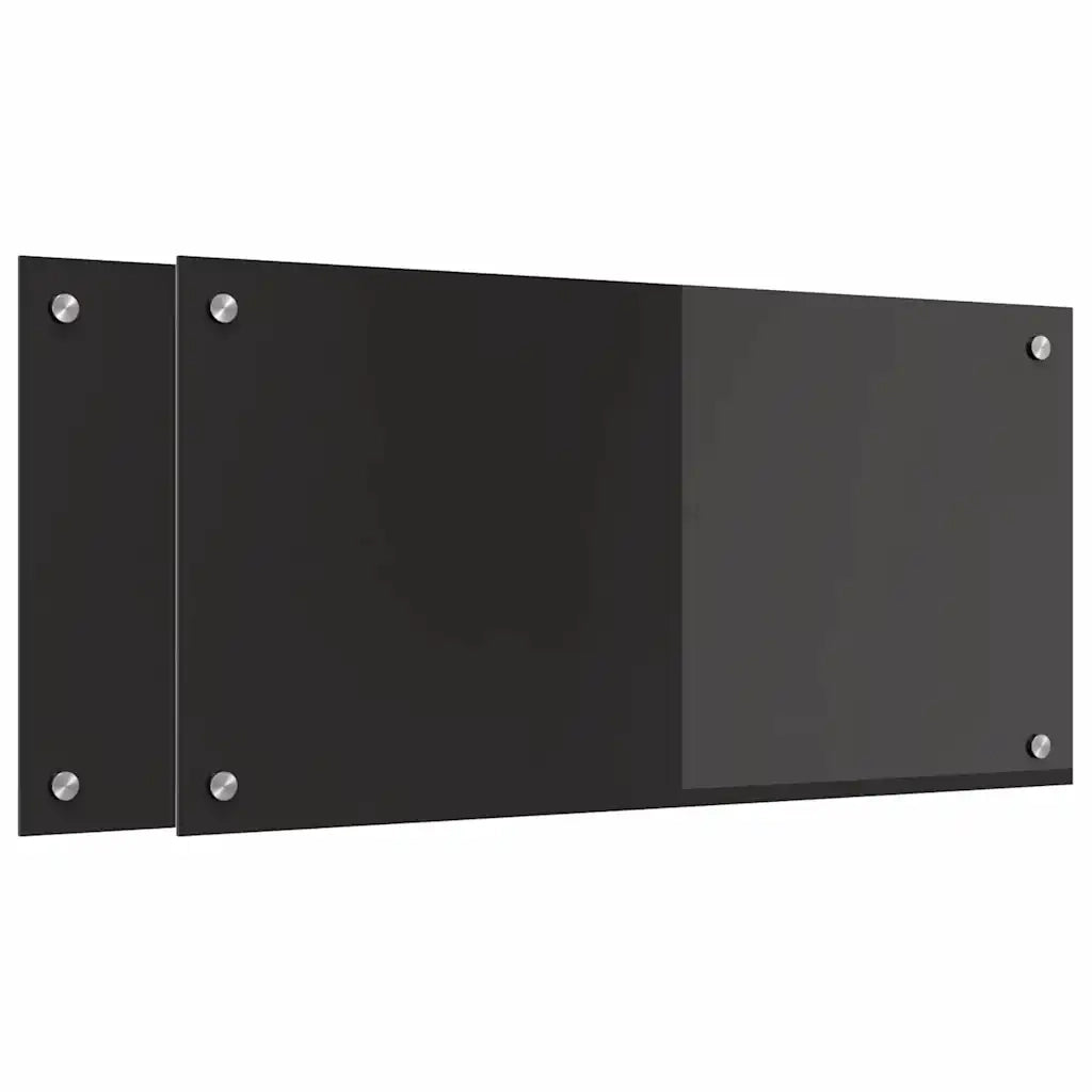 Rivestimento da Cucina 2 pz-Set di 2 Paraschizzi per Cucina Nero 80 x 40 cm vetro temperato
