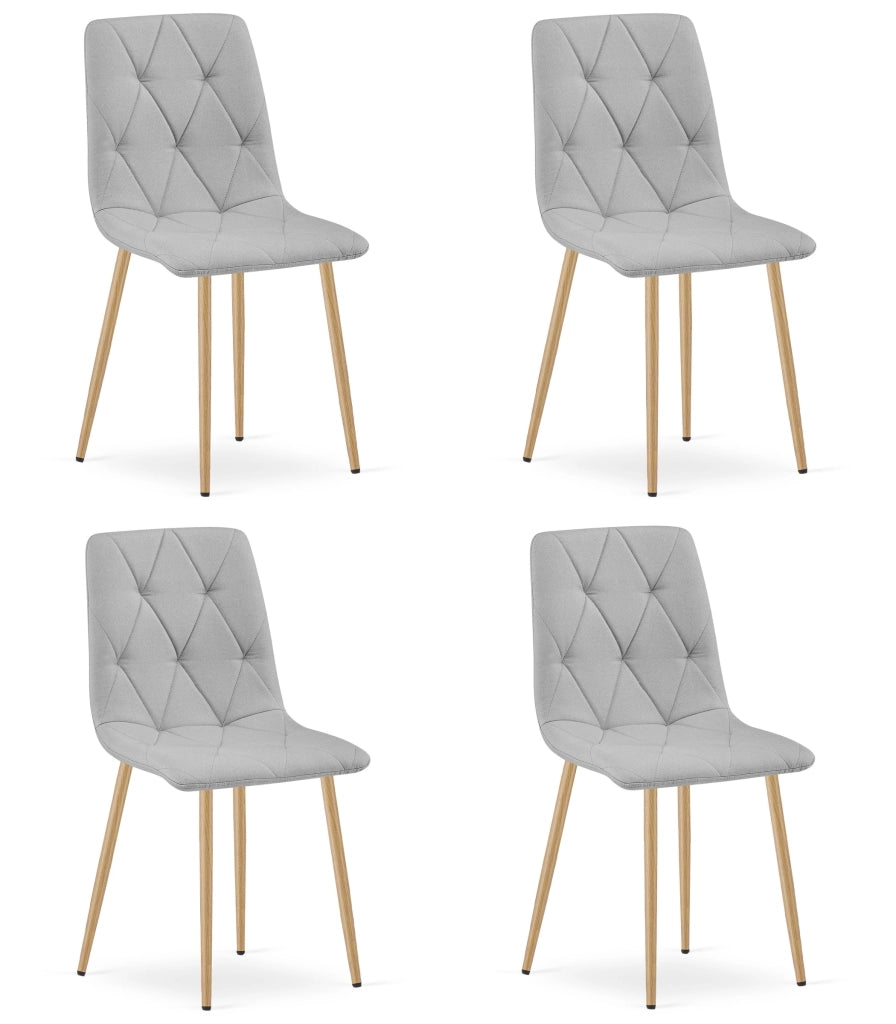 Sedia imbottita VALORA TYRA - Elegante tessuto grigio chiaro x 4