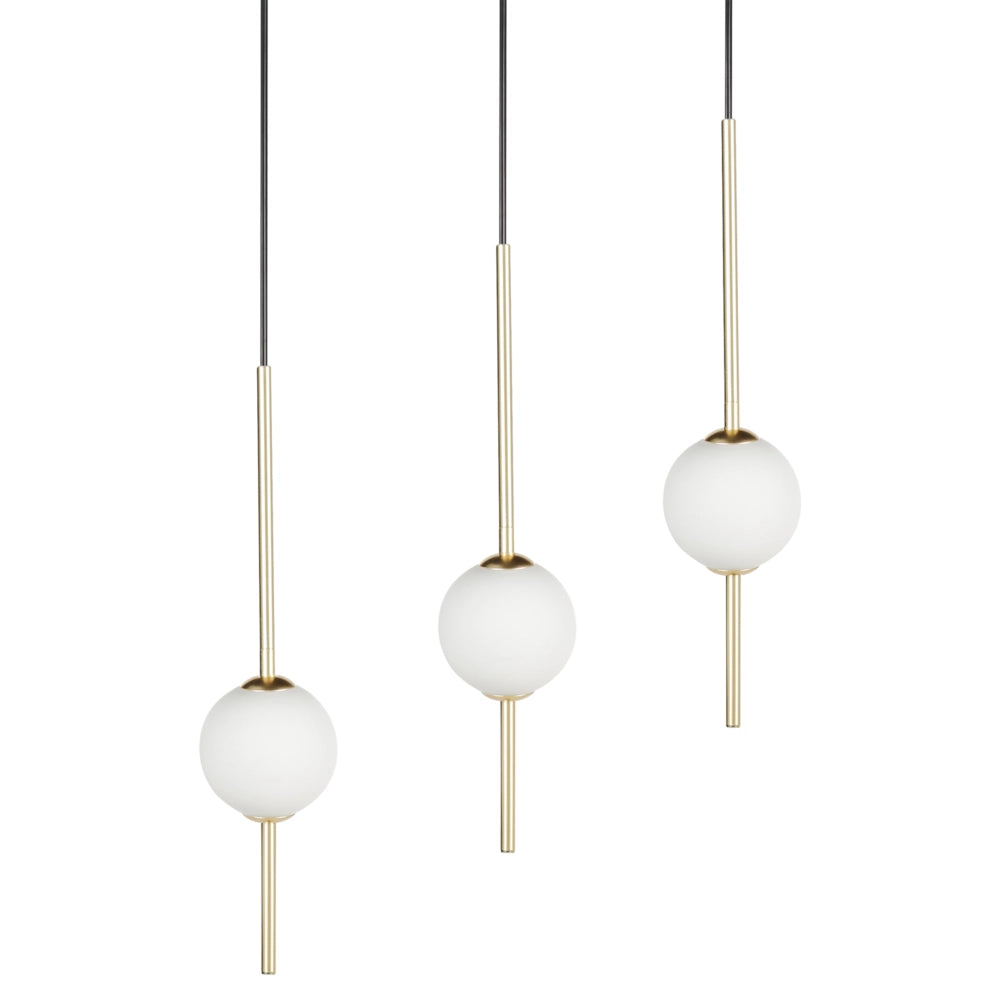 Lampadario con 3 luci a LED in metallo con paralumi rotondi in vetro metallo dorato soggiorno stile glamour