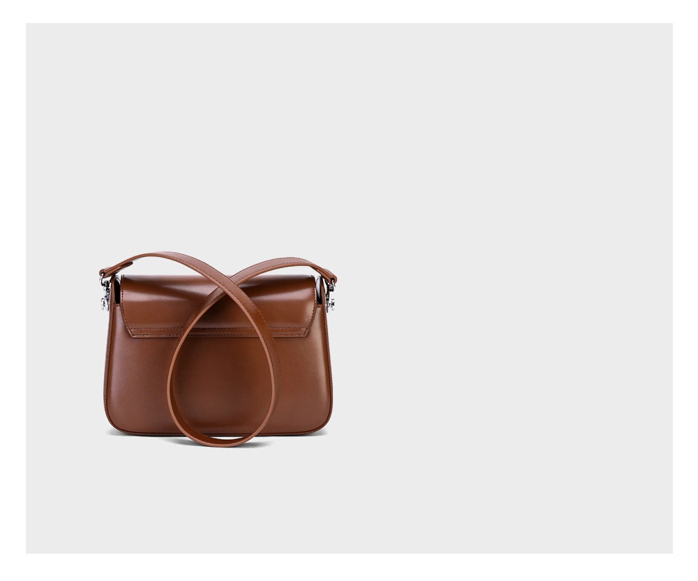 Borsa a tracolla da donna in vera pelle marrone