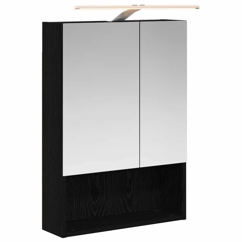 Mobiletto per specchio da bagno Rovere Nero 50 x 14,5 x 70 cm