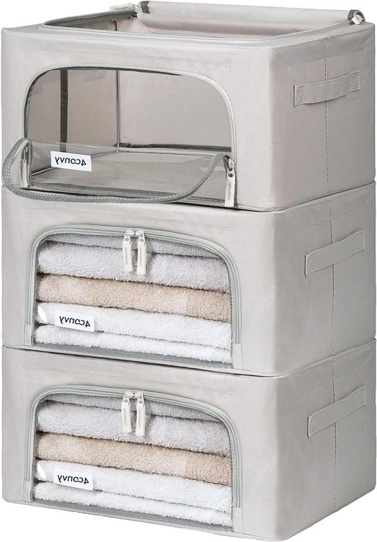 Cassa di Stoccaggio di Abbigliamento Rigida con Sacchetto di Stoccaggio a Zip per Coperte e Tessuti da Letto