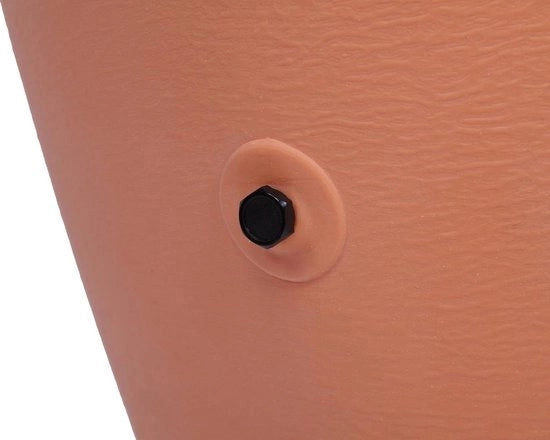 Serbatoio d'acqua per pioggia con contenitore terracotta da 360 l, serbatoio di plastica con 2 rubinetti e vasi per piante.