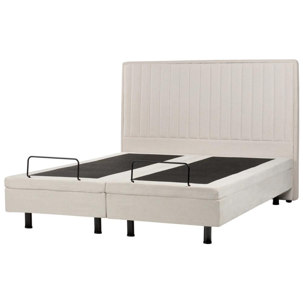 Letto Tessuto Beige chiaro Elettrico Regolabile con Telecomando 160 x 200 cm