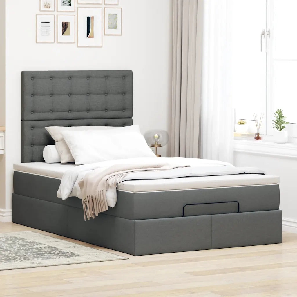 Struttura Letto Pouf con Materasso 120x200 cm in Tessuto 3313314