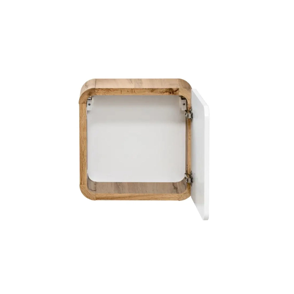 Mobile bagno ERBANO – Rovere chiaro e bianco lucido – 35x35 cm – 1 porta – Da appendere