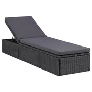 Lettino prendisole sedia a sdraio lettino prendisole letto da giardino mobili da esterno per patio resina intrecciata nera e grigio scuro 02_0012926