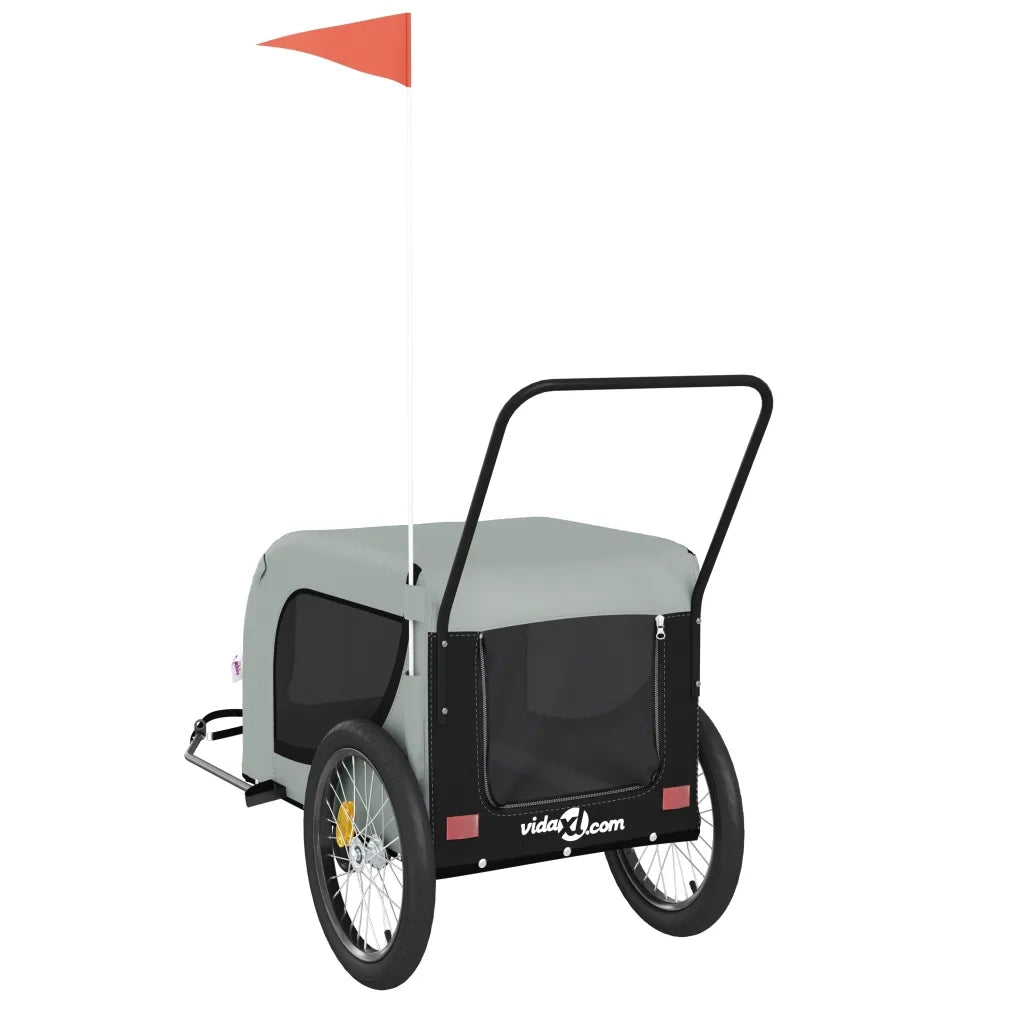 Rimorchio da Bici per Animali Grigio e Nero Oxford e Ferro CFW9100862