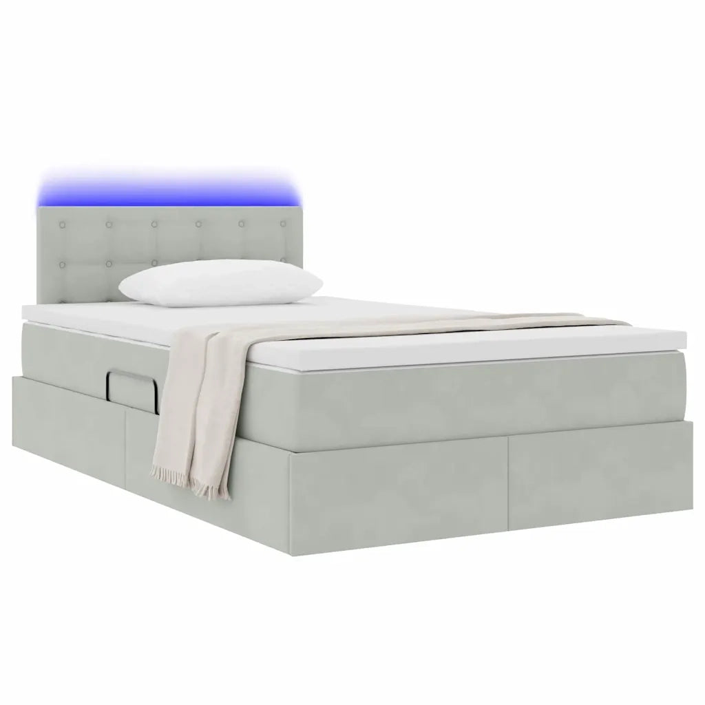 Letto con contenitore e LED Grigio chiaro 120 x 200 cm Velluto 3371505
