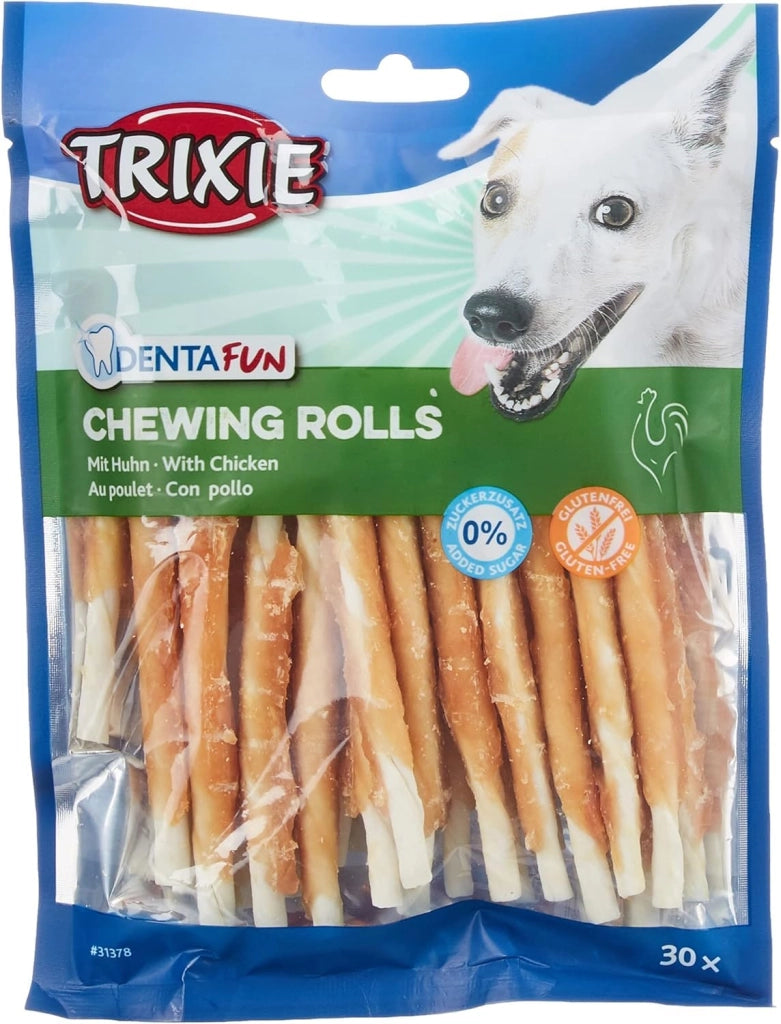 Denta Fun Trixie - Bastoncini da Masticare per Cani 3x30 pezzi, con Pollo (Confezione da 3, 90 pezzi)