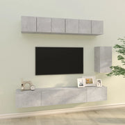Set di Mobili Porta TV 6 pz-Set di 6 Credenza per TV Grigio Cemento in Legno Multistrato 774207