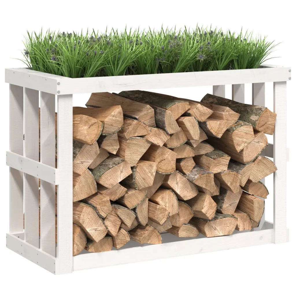 Portaceppi da Esterno Bianco 108x52x74 cm Legno Massello Pino 822632