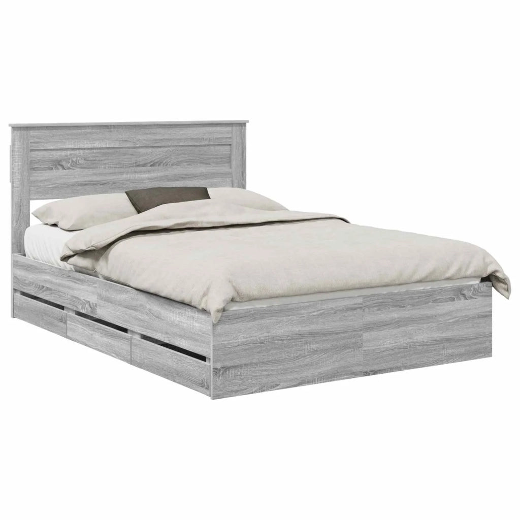 Struttura del letto con cassetto Grigio Sonoma 160 x 200 cm