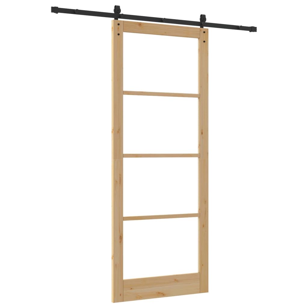 Porta Scorrevole  con Kit di Accessori 'ORKDAL'Legno Massello e Vetro