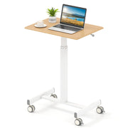 Scrivania mobile regolabile in altezza con pistone a gas e ruote lisce, Postazione di lavoro per computer Naturale-Tavolini per laptop