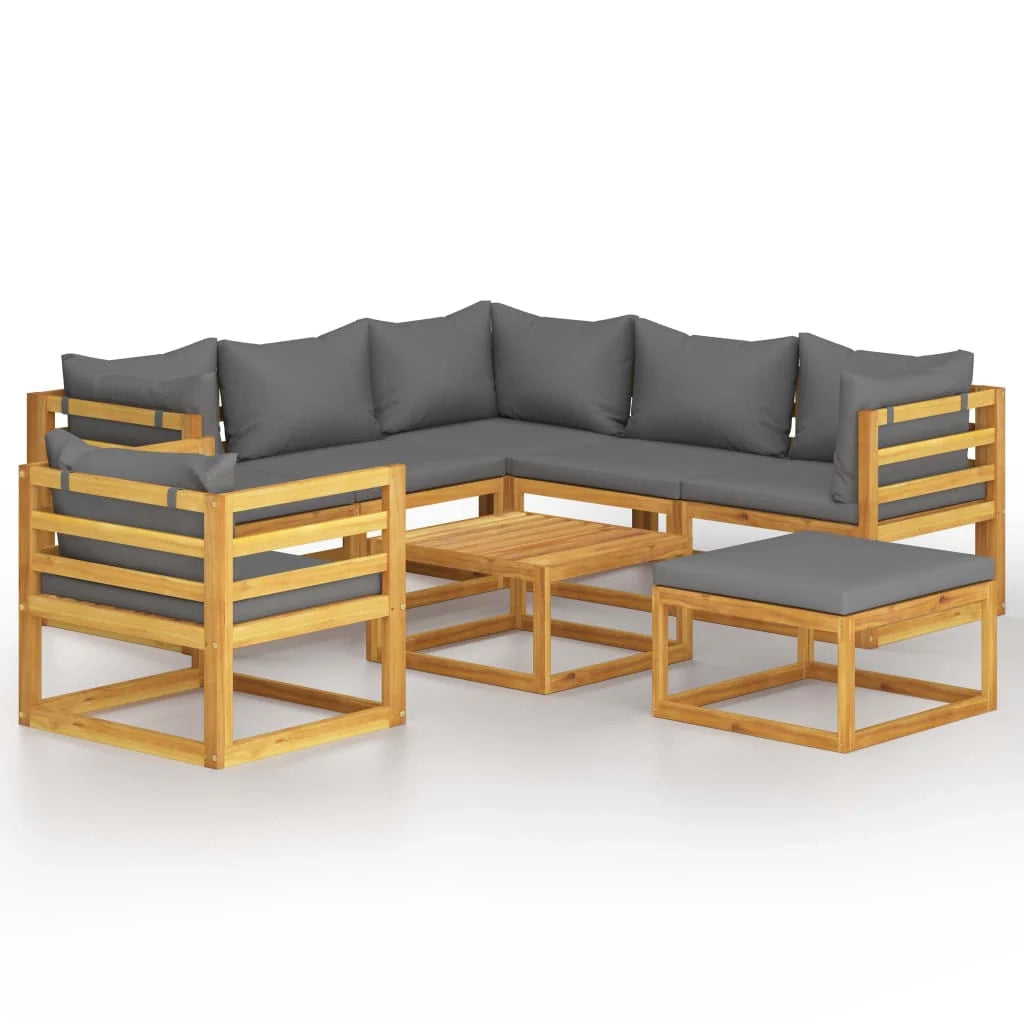 Set di mobili da giardino mobili da esterno 8 pezzi con cuscini legno massello di acacia 02_0017456