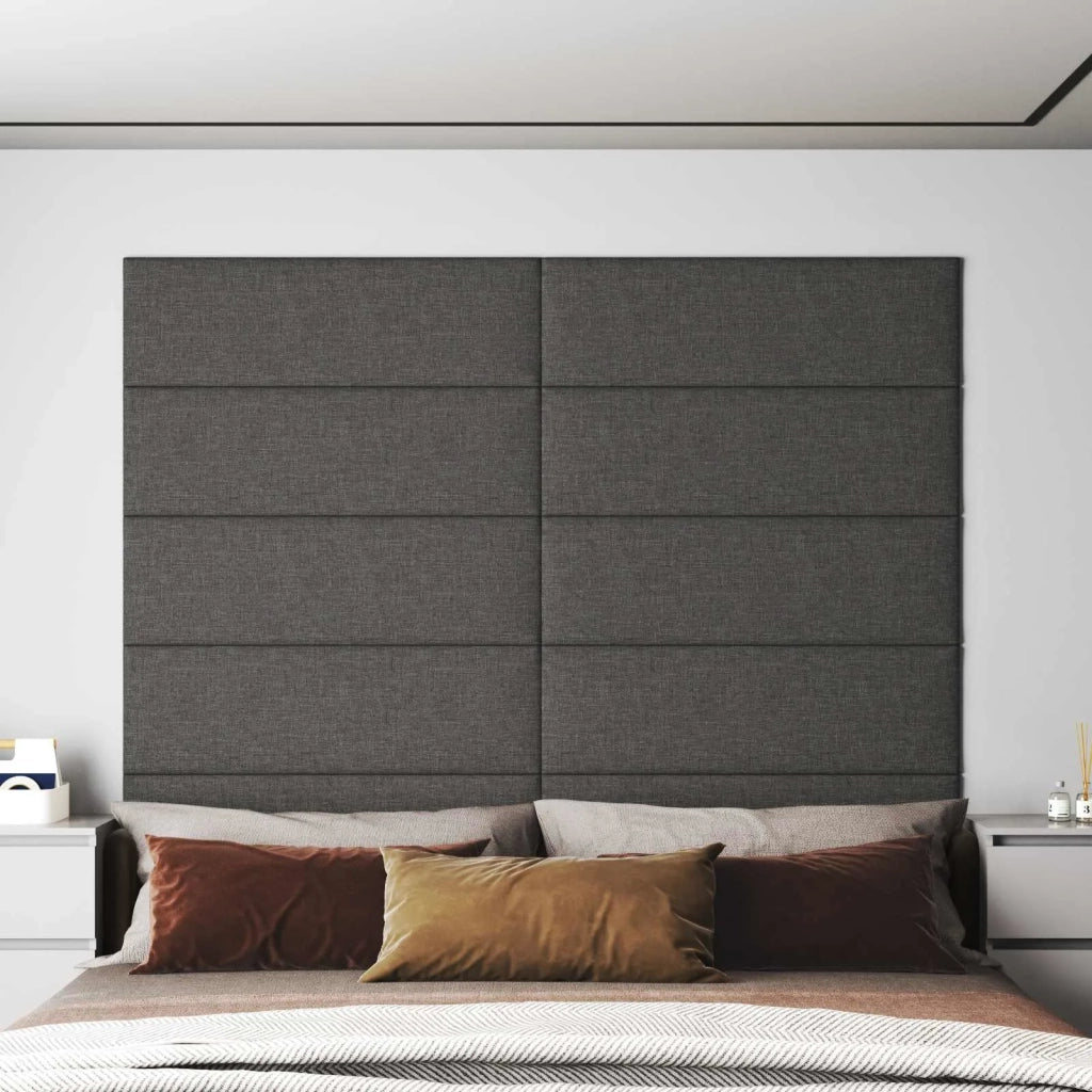 Testiera | Testata da Parete 12 pcs Grigio scuro 90 x 30 cm Tessuto