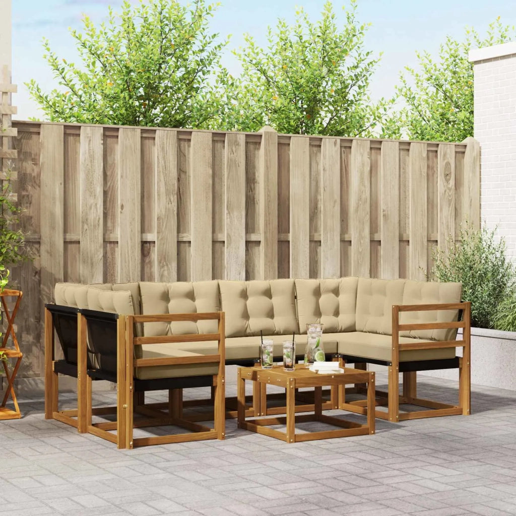 Set di divani da esterno con cuscino 7 pcs Naturale e Beige 3368440