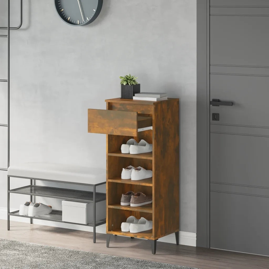 Scarpiera | Mobile per scarpe Rovere Fumo 40x36x105 cm in Legno Multistrato