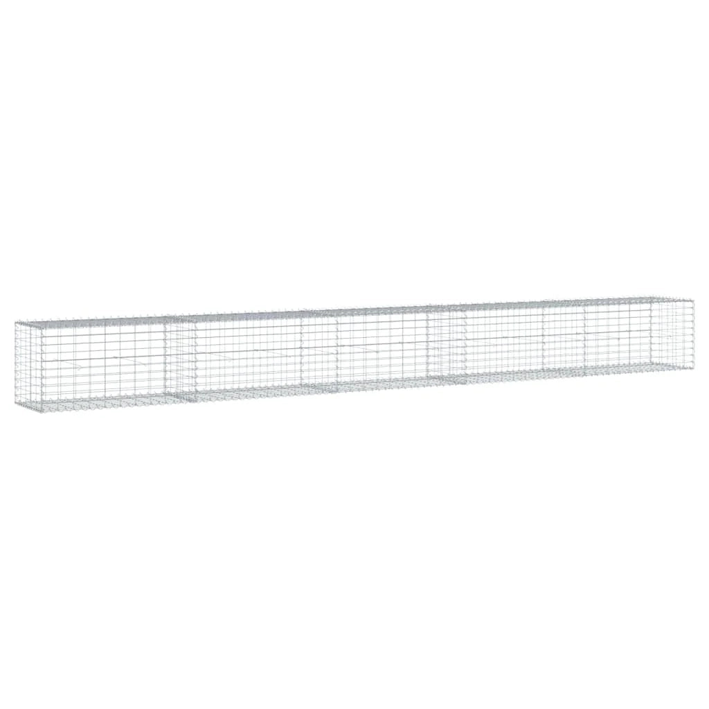 Gabbione recinto a gabbia muro di contenimento con coperchio 500 x 50 x 50 cm ferro zincato argento 02_0040176