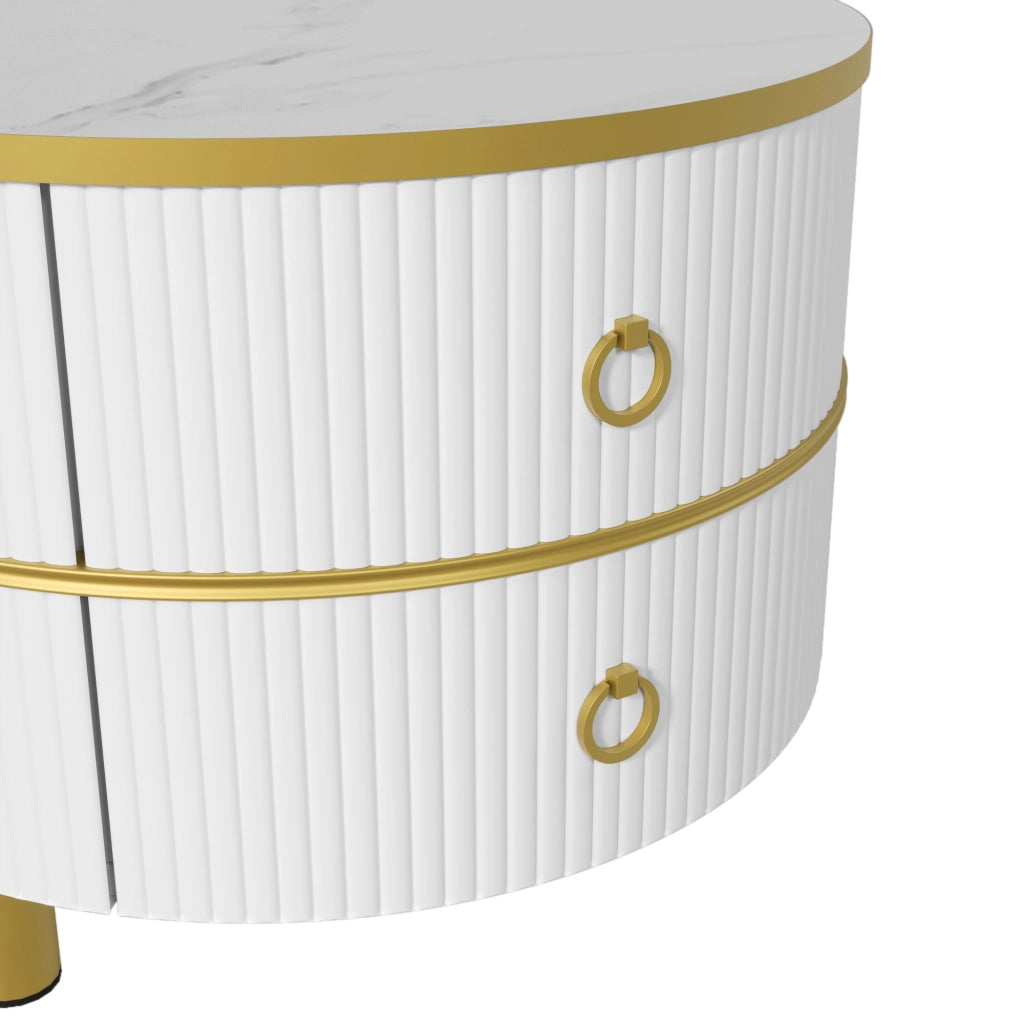 TAVOLINO DA CAFFÈ Set 2 pezzi rotondo 70x70x46 + 50x50x40 cm MDF Bianco