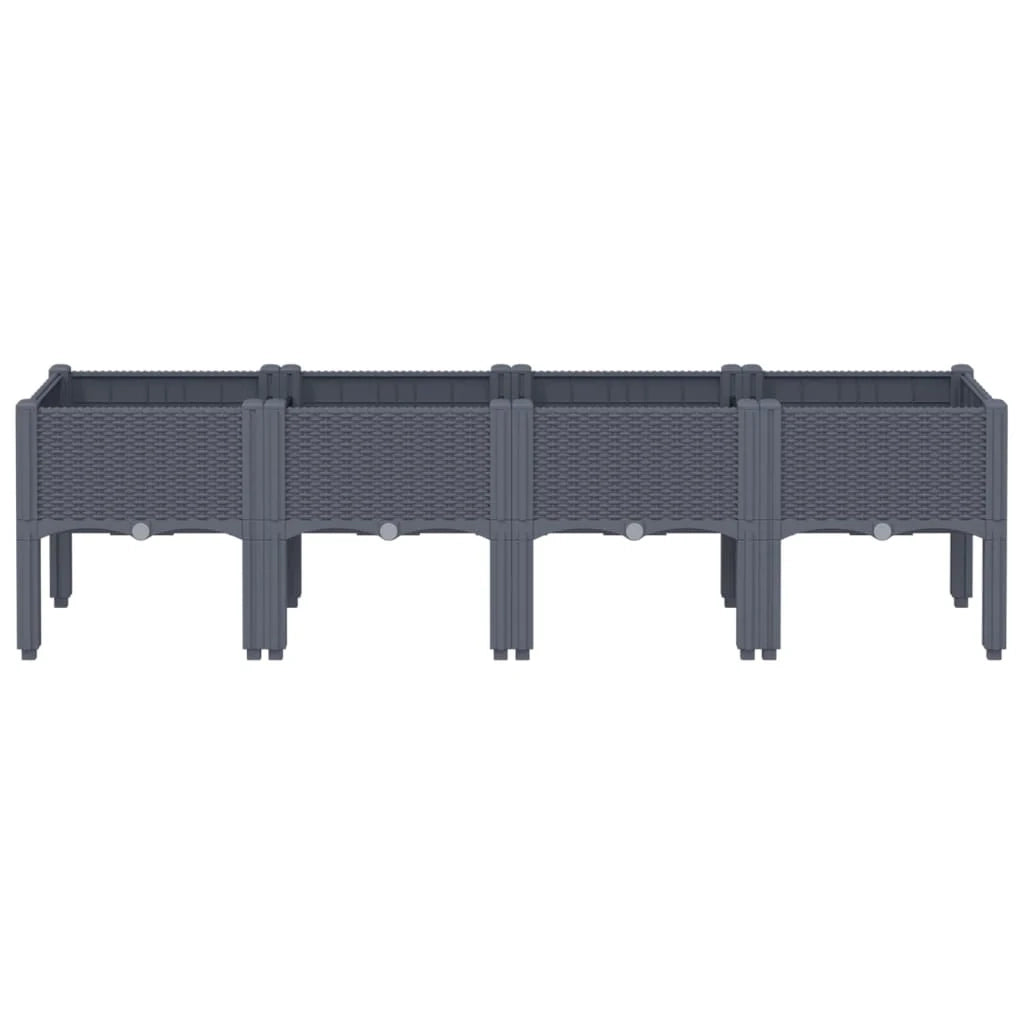 Fioriera rialzata per piante fiori patio giardino con gambe 160 x 40 x 42 cm PP grigio 02_0038158