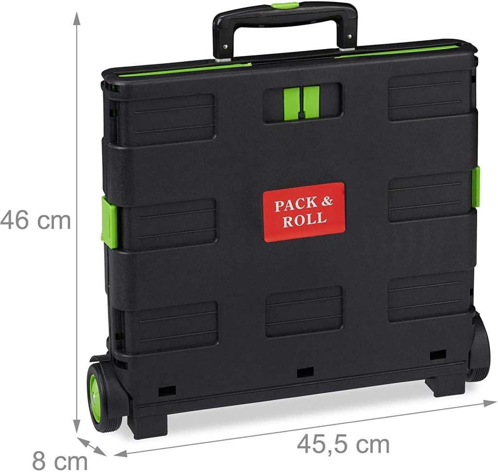 Carrello della spesa pieghevole con maniglia e ruote in gomma portata 35 kg carrello da mercato alluminio e plastica verde 13_0000708_2
