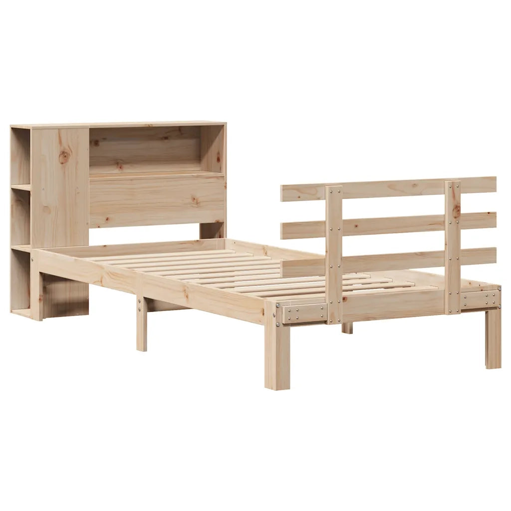 Giroletto con Libreria senza Materasso-Struttura Letto con contenitore 75x190 cm in Legno Pino 774170
