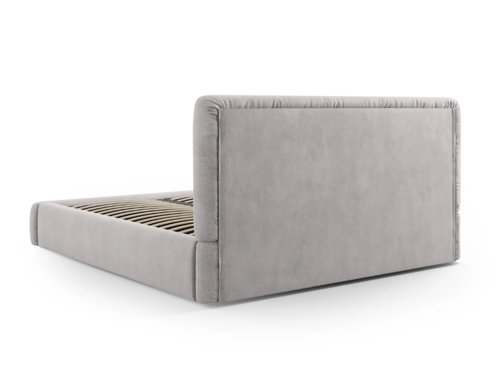Cosmopolitan Design - Letto a cassettone con testiera "Colonel" 200x200cm in ciniglia grigio chiaro 