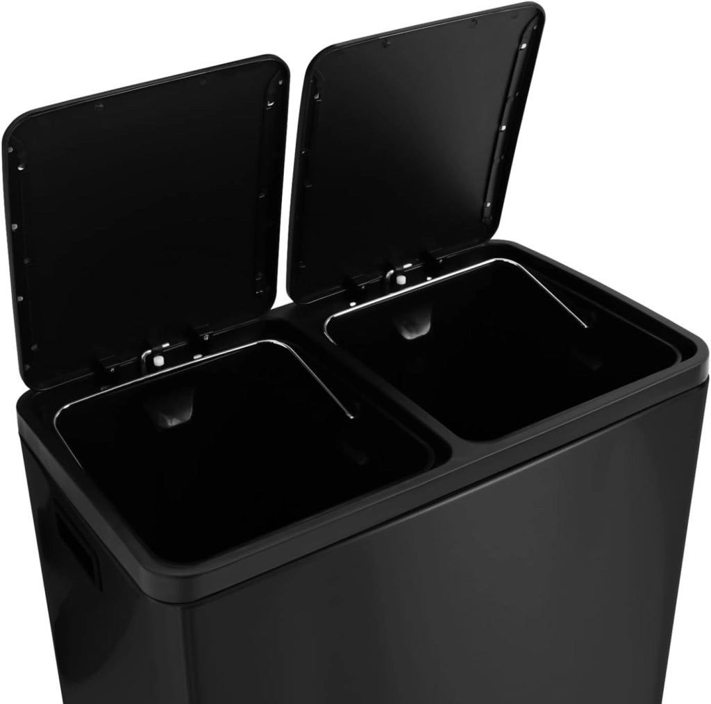Bidone da cucina a selezione selettiva 2 x 30L nero 2 secchi estraibili e pedali in metallo