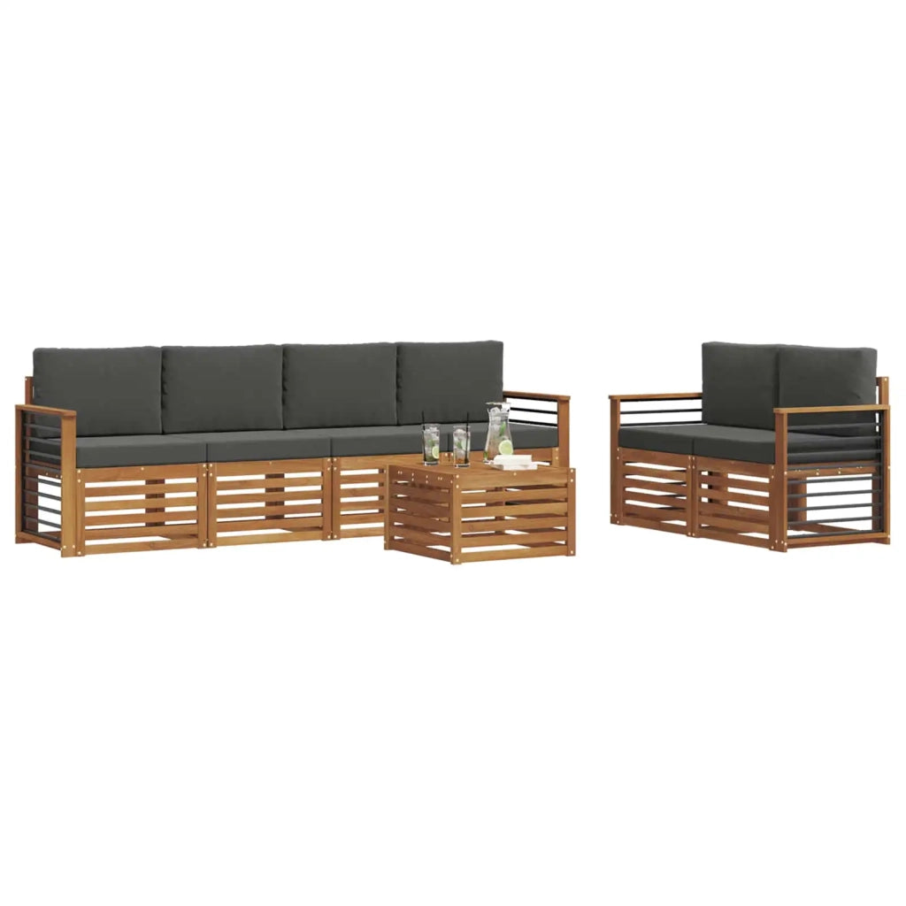 Set di divani da esterno con cuscino 7 pcs Naturale e Antracite