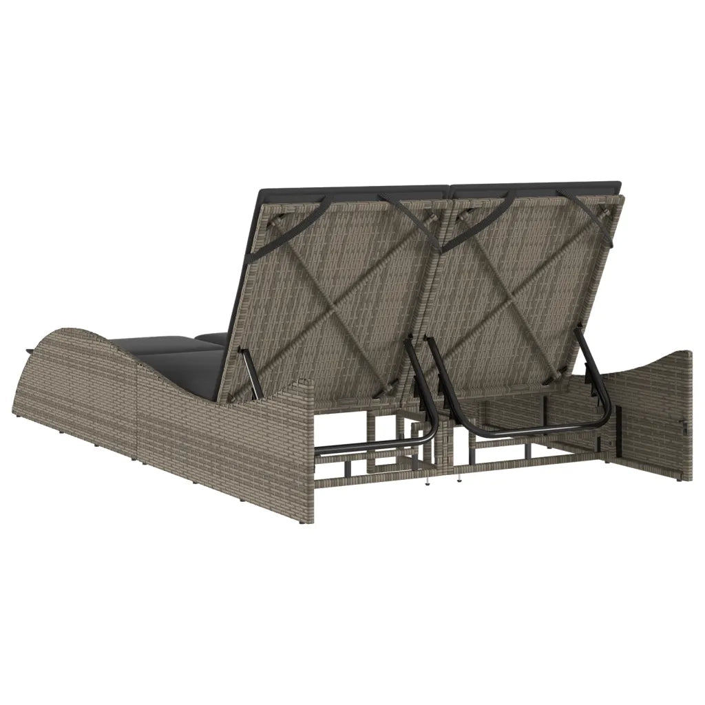 Lettino Prendisole | Sdraio da giardino | Lettino da sole con Cuscini Grigio 114x205x73 cm Polyrattan