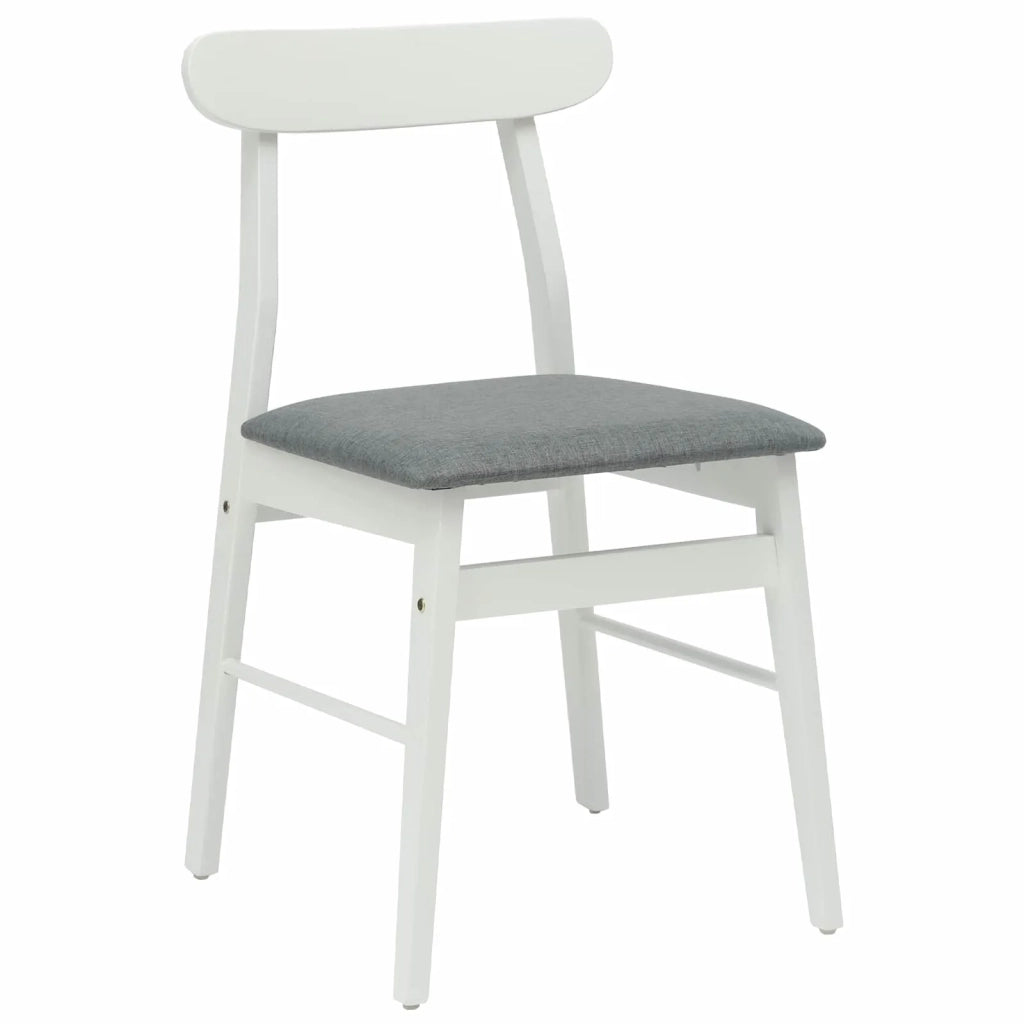 Sedia da pranzo 2 pcs Bianco e Grigio Legno di gomma solido