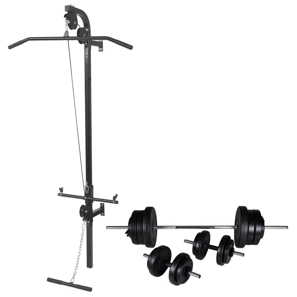 Torre per allenamento pesi da parete con manubri e set di pesi 60,5 kg fitness e allenamento della forza 02_0000045