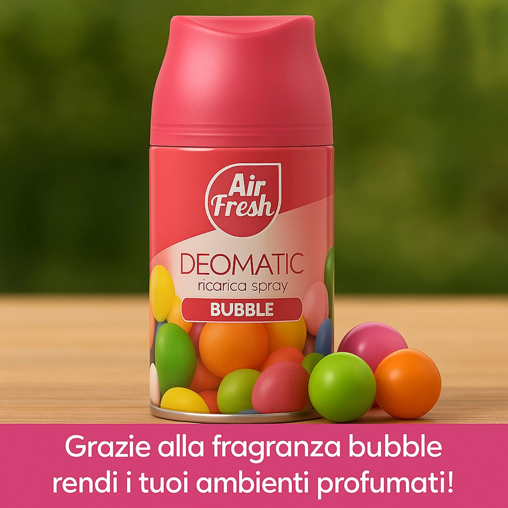 AIR FRESH Deomatic Set 6 x 250 ml Ricarica Spray Profumatore per Ambiente Bubble