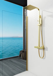 Colonna doccia quadrata con miscelatore INVERTER - oro